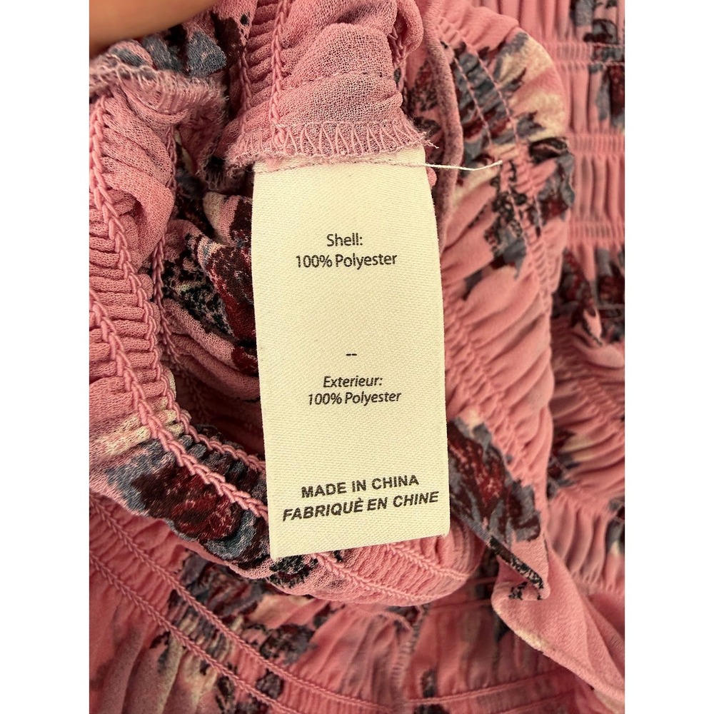 Cinq a Sept Pink Floral Smocked Chiffon Blouse - Picture 6 of 7